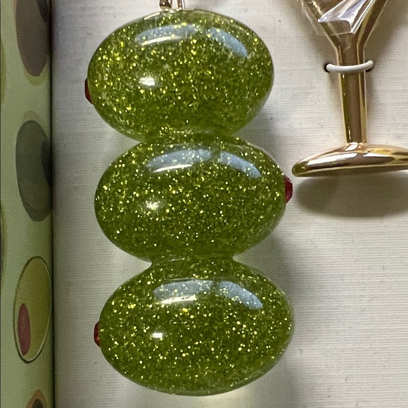 Piper K 🫒 Glass Stone Martini Bag Charm Keychain NEW IN BOX - Picture 3 of 8